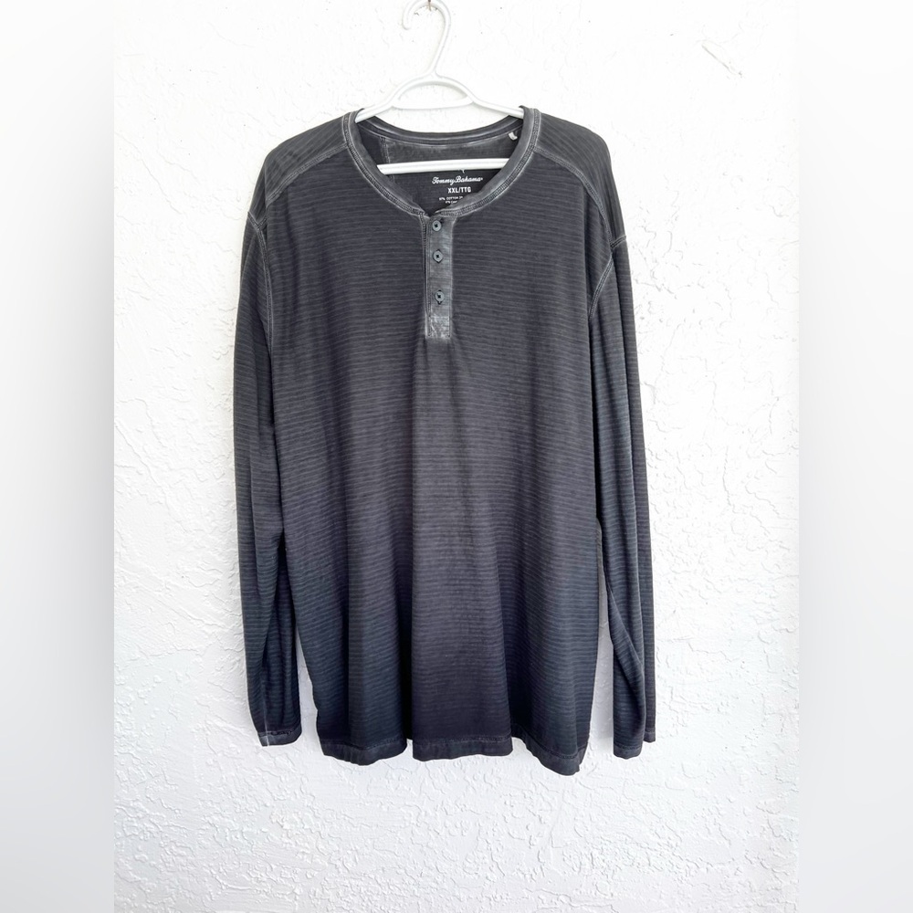 Tommy Bahama Charcoal Gray Long Sleeve Henley Shirt Mens XXL
